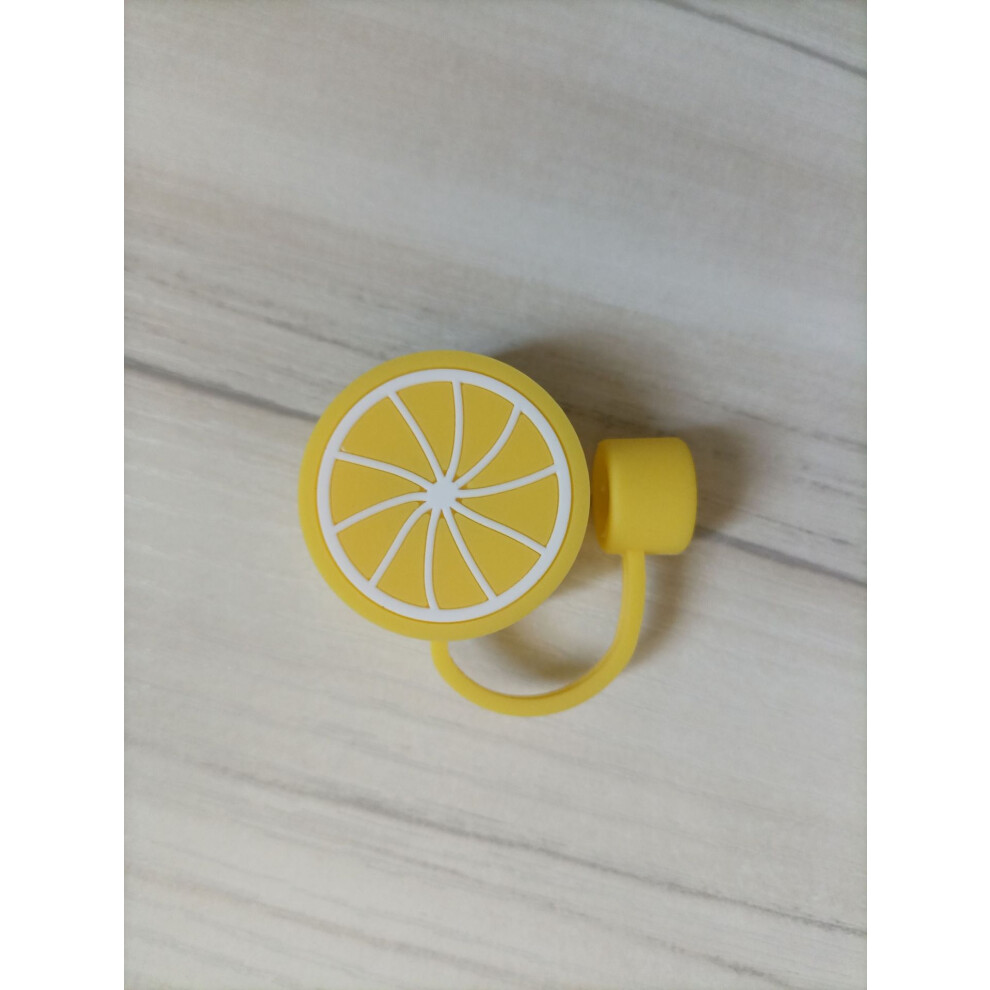 (Inner diameter 10mm lemon) 10mm glass straw cap dust cover stainless steel straw dust cover anti-dust plug 10mm large diameter (4 pieces  enjoy 50% p