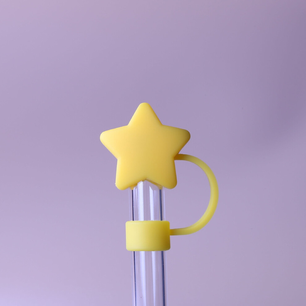 (Inner diameter 10mm yellow star) 10mm glass straw cap dust cover stainless steel straw dust cover anti-dust plug 10mm large diameter (4 pieces  enjoy