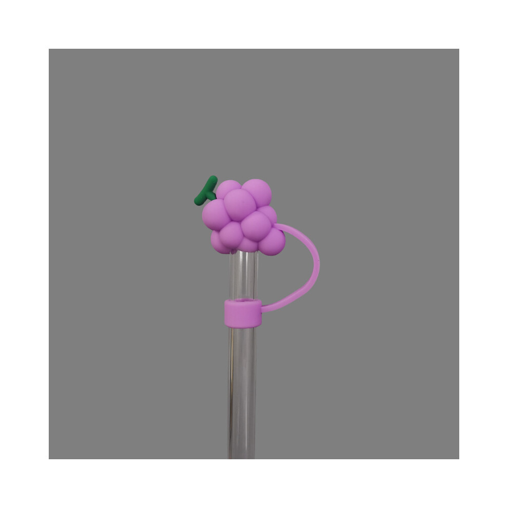 (Inner diameter 10mm purple grape) 10mm glass straw cap dust cover stainless steel straw dust cover anti-dust plug 10mm large diameter (4 pieces  enjo