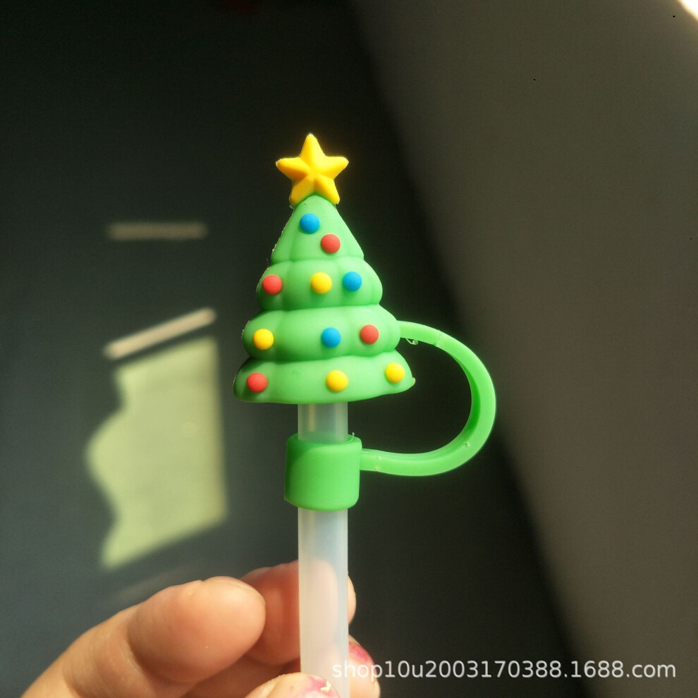 (10mm inner diameter Christmas tree) 10mm glass straw cap dust cover stainless steel straw dust cover anti-dust plug 10mm large diameter (4 pieces  en