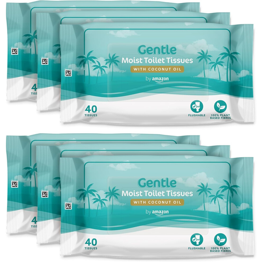 Gentle Moist Toilet Tissues with Coconut Oil, 240 Count (6 Packs of 40)