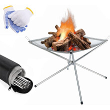 Portable Stainless Steel Fire Pit Set Garden Camping Picnic Barbecue