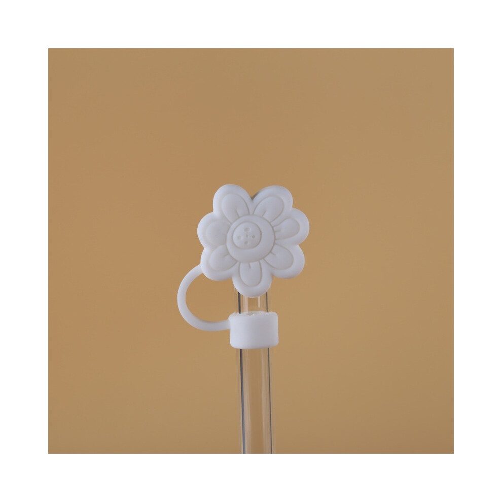 (10mm white sunflower flower) Stanly straw cover dust cover stainless steel straw dust cover 10mm large diameter straw plug (50% postage for 4 pieces)