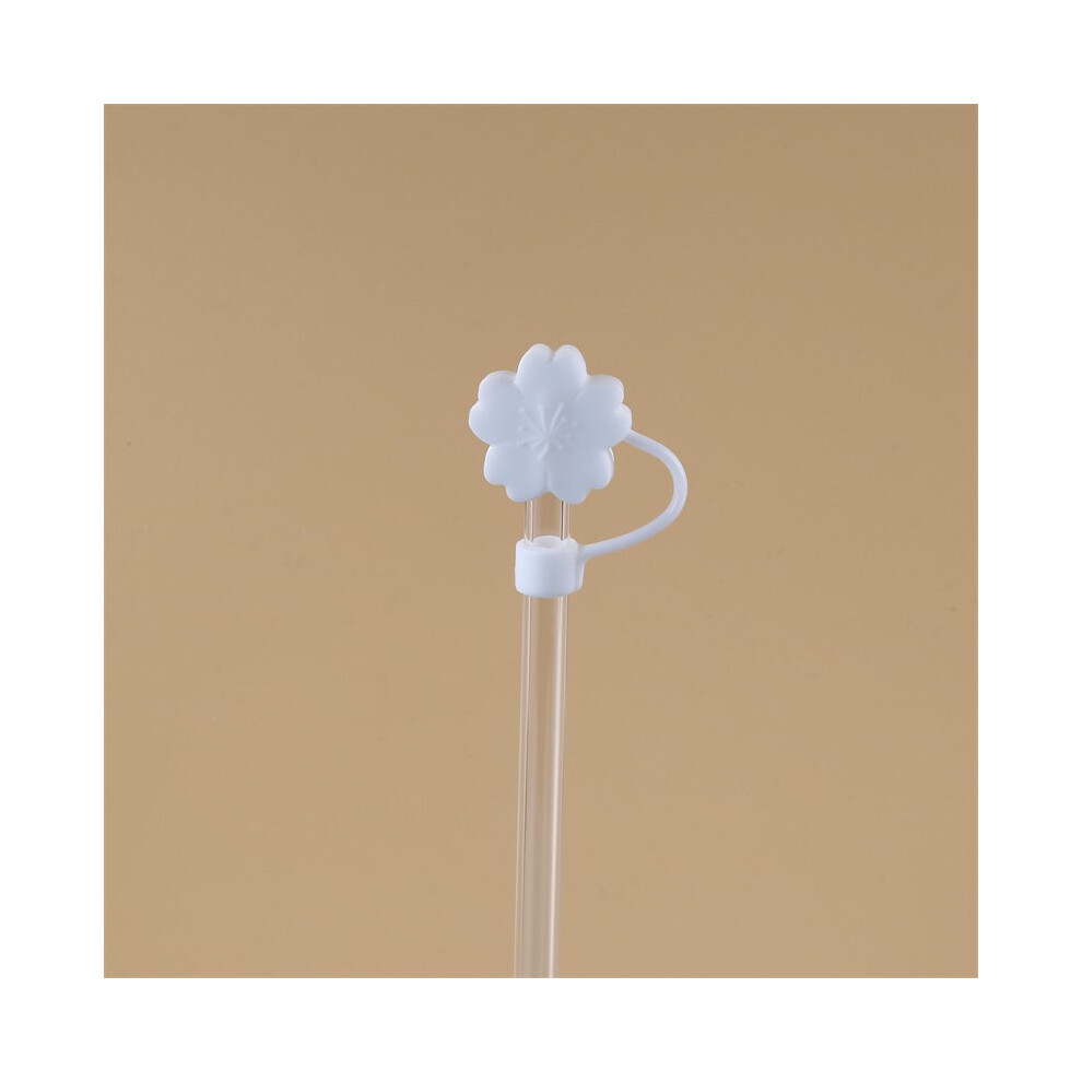 (10mm white cherry blossom) Stanly straw cover dust cover stainless steel straw dust cover 10mm large diameter straw plug (50% postage for 4 pieces)