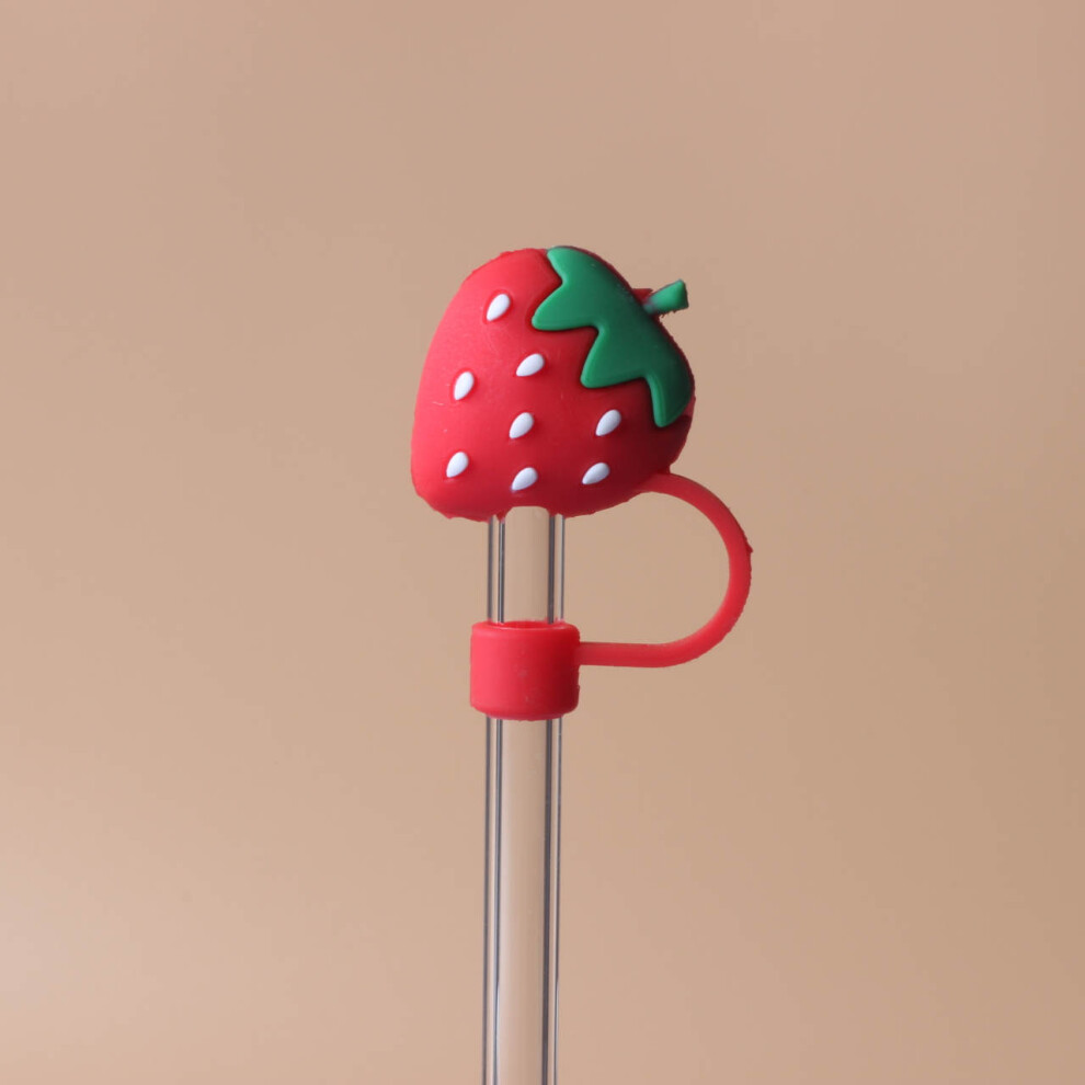 (10mm red strawberry) Stanly straw cover dust cover stainless steel straw dust cover 10mm large diameter straw plug (50% postage for 4 pieces)