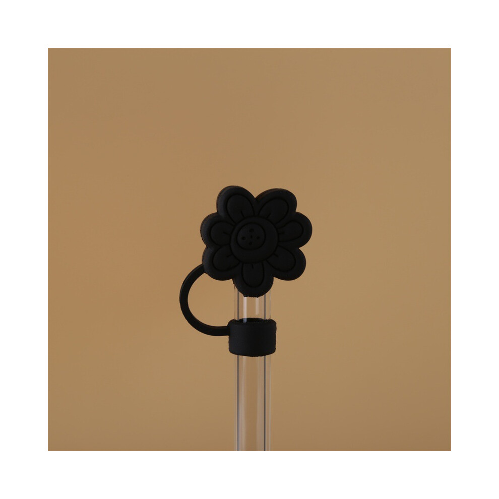 (10mm black sunflower flower) Stanly straw cover dust cover stainless steel straw dust cover 10mm large diameter straw plug (50% postage for 4 pieces)