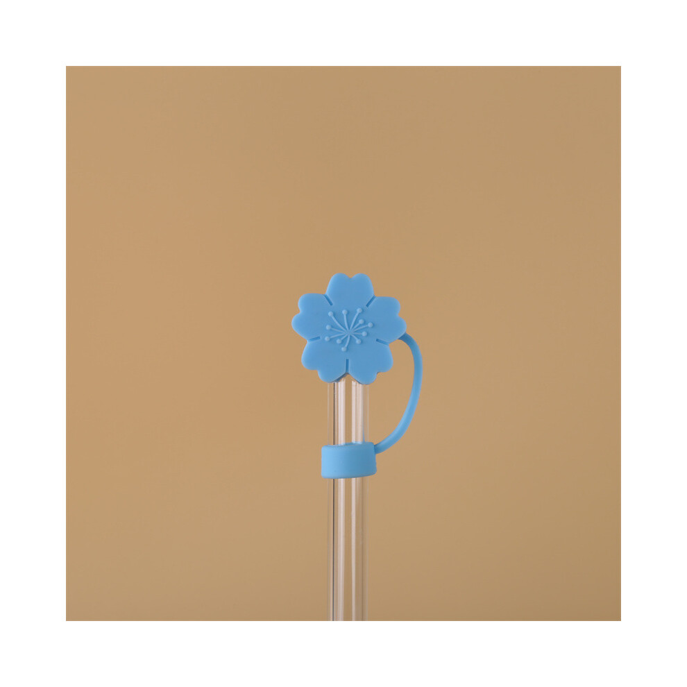 (10mm blue cherry blossom) Stanly straw cover dust cover stainless steel straw dust cover 10mm large diameter straw plug (50% postage for 4 pieces)