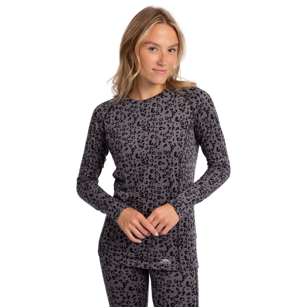 (S, Dark Grey) Trespass Womens/Ladies Elianne Leopard Print Base Layer Top