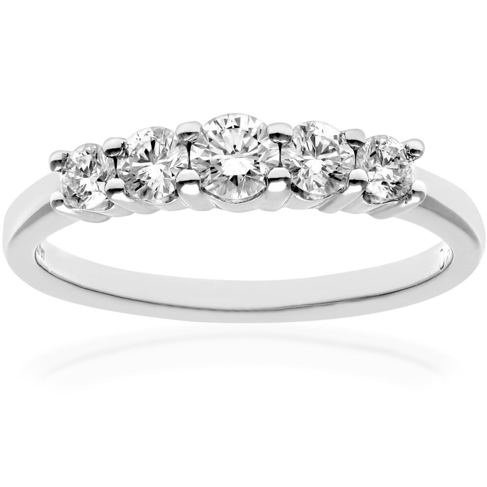 (K) Jewelco London Platinum Round Diamond Graduated 5 Stone Eternity Ring 3mm 0.50CT I-J/I1 - PR0AXL7899PTJPK