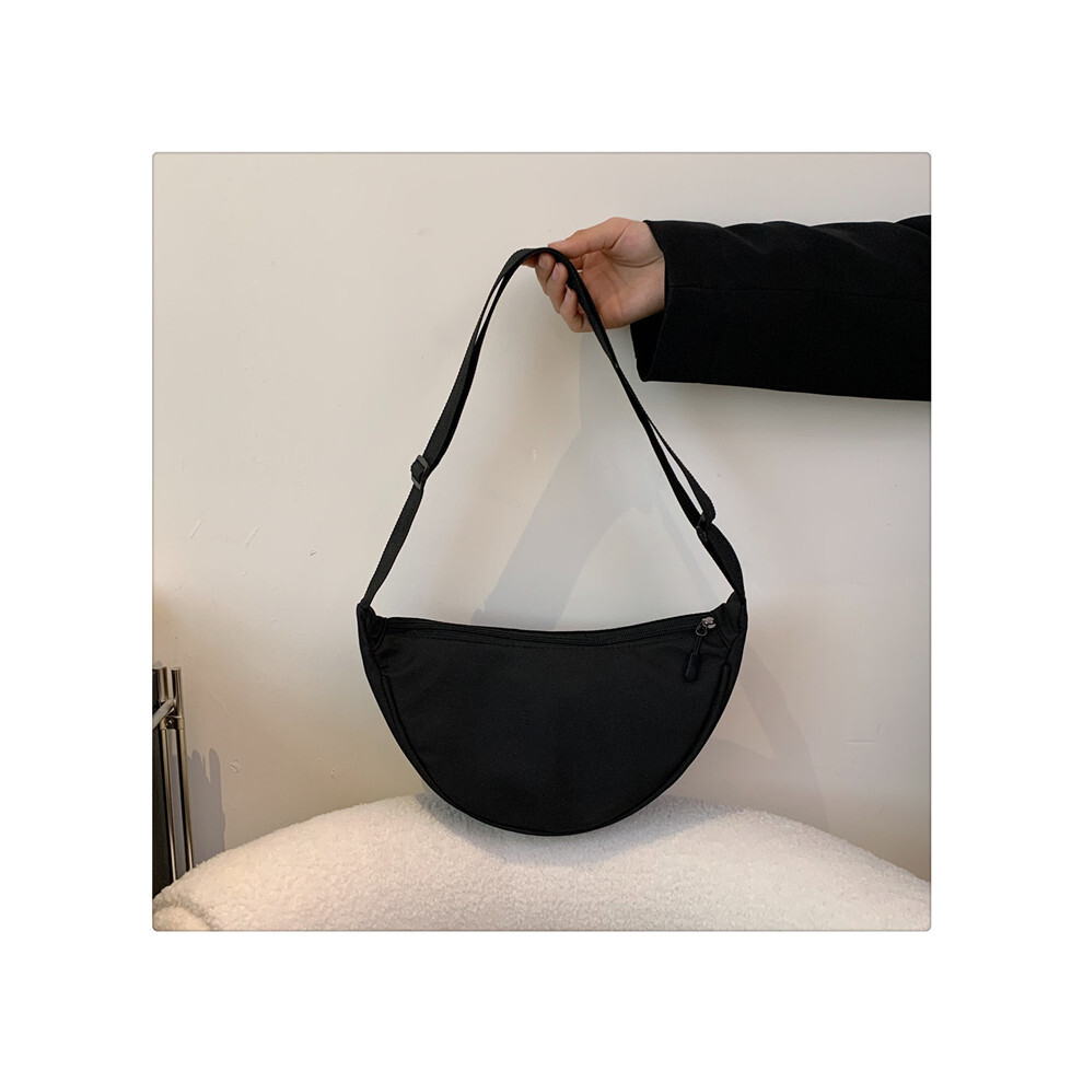 (Black) Nylon Soft Stylish Crossbody Bag For Women Modern Single Shoulder Purse In Trendy Colors