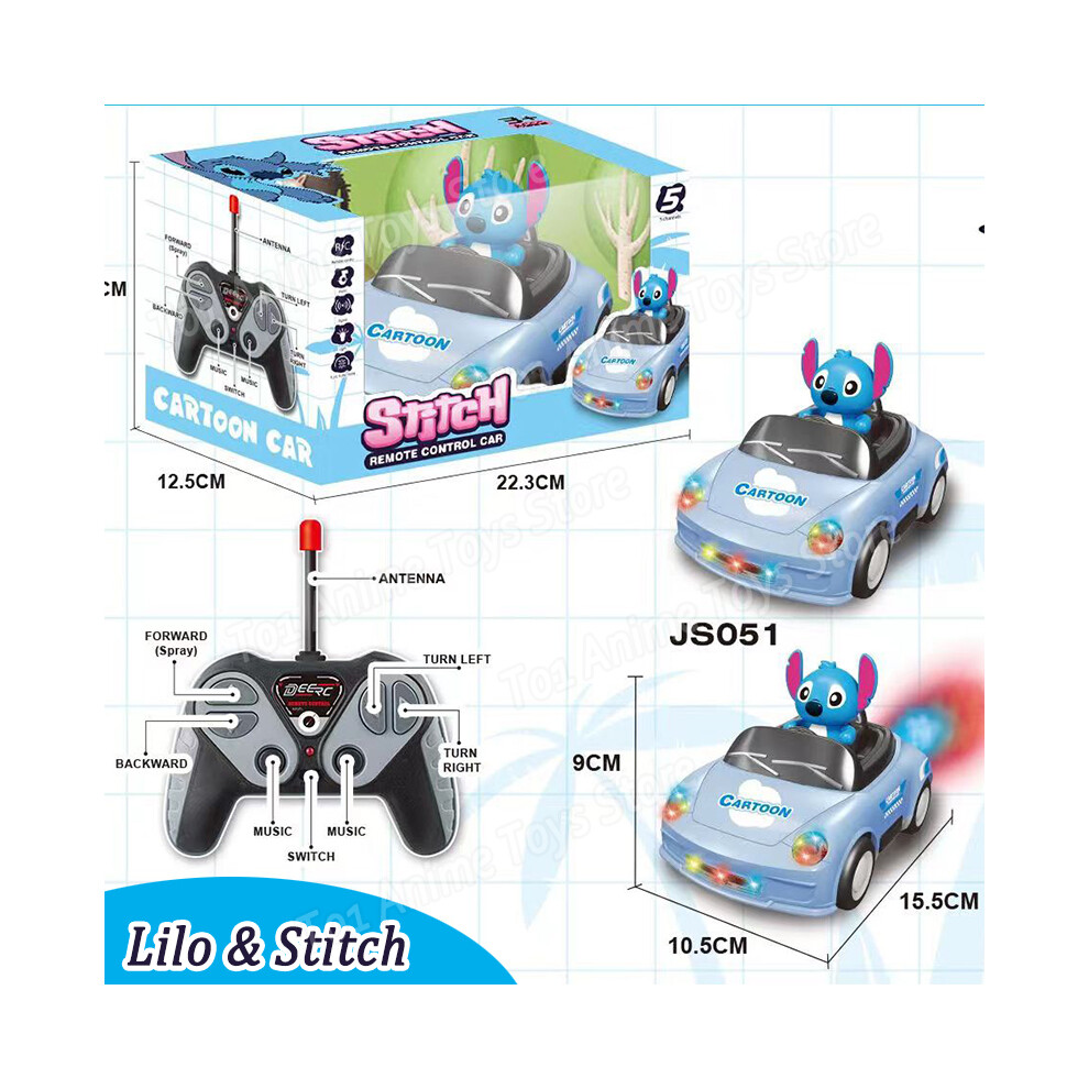 (As shows-1, With box) Lilo & Stitch Toy Remote Control Car and Super Mario Electric Sports Car Children's Toy