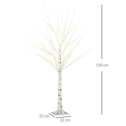 Homcom HOMCOM 5ft Artificial White Birch Tree Light w/ 96 Warm White Pre-Lit LED Light 1