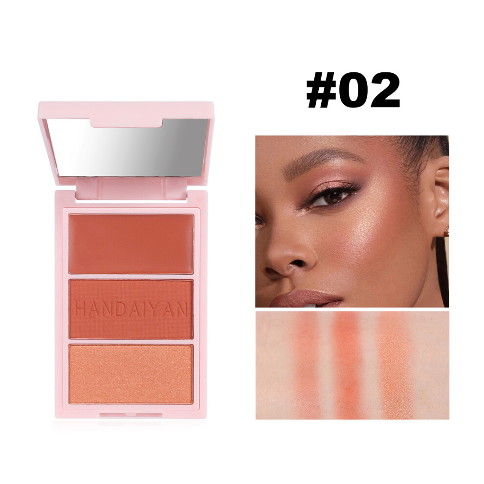 (02#) 3 in 1 Makeup Palette Blush Highlighter Contouring