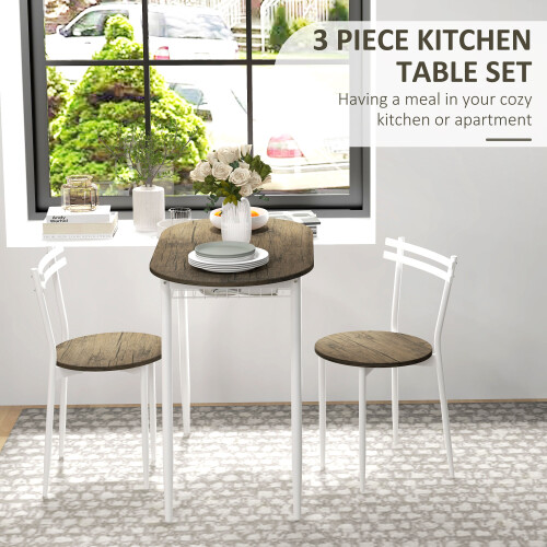 Homcom HOMCOM Dining Table and Chairs Set of 3, Oval Kitchen Table with 2 Chairs 2