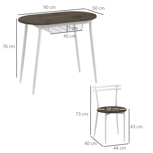 Homcom HOMCOM Dining Table and Chairs Set of 3, Oval Kitchen Table with 2 Chairs 1
