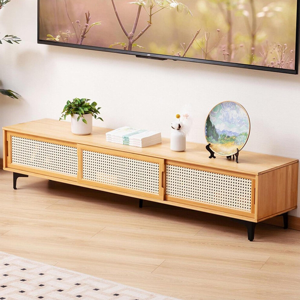 Wooden TV Sand with Sliding Doors