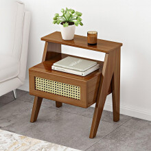 Wooden Nightstand Storage Cabinet with Shelf