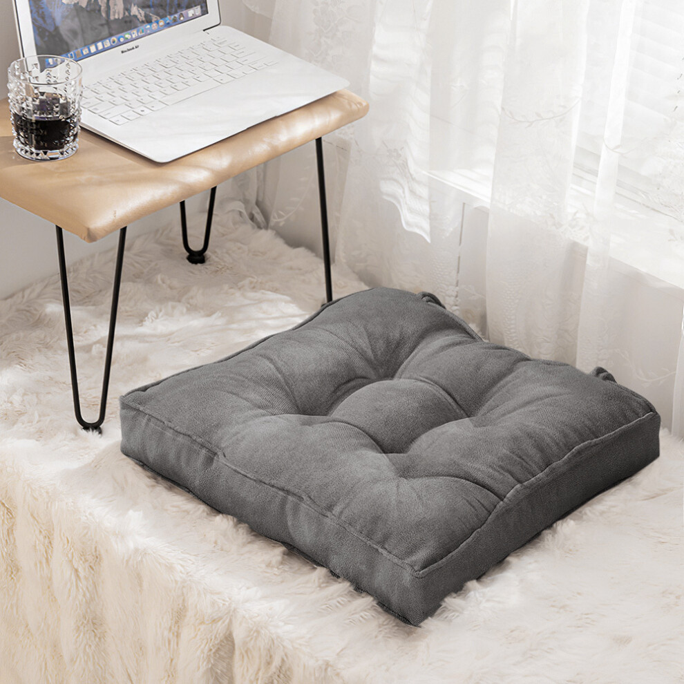 (Grey) Thicken Square Velvet Seat Cushion