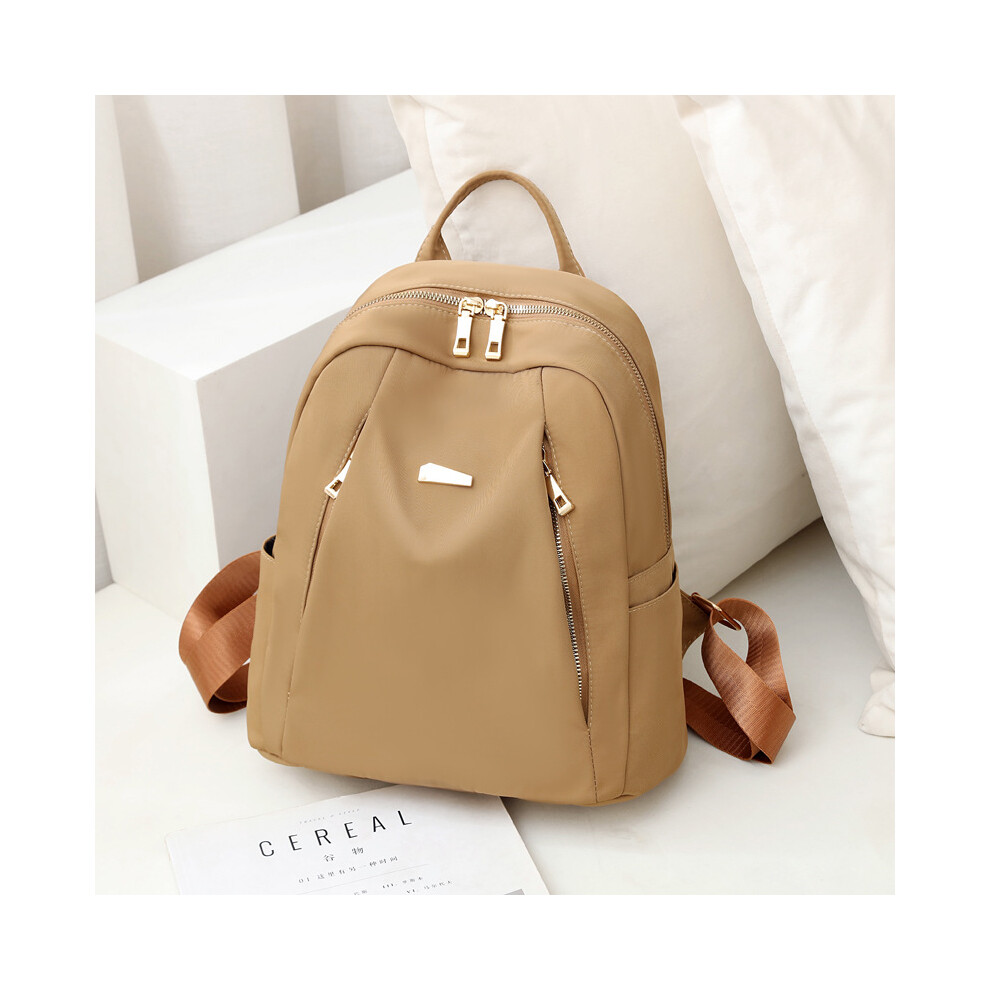 (Khaki) Women's backpack, trendy and simple Nordic school bag, large capacity Oxford cloth backpack, lightweight travel bag