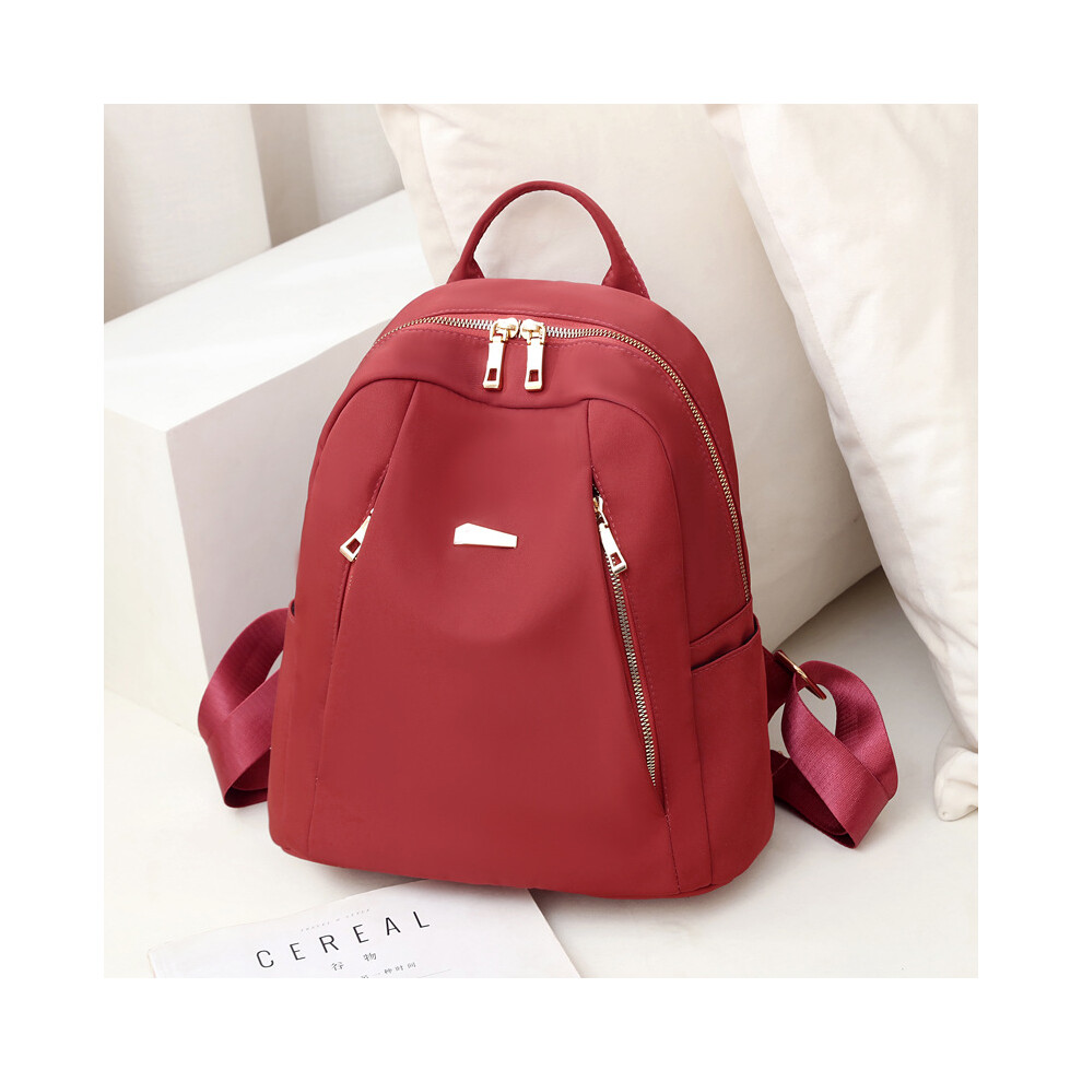 (Red) Women's backpack, trendy and simple Nordic school bag, large capacity Oxford cloth backpack, lightweight travel bag