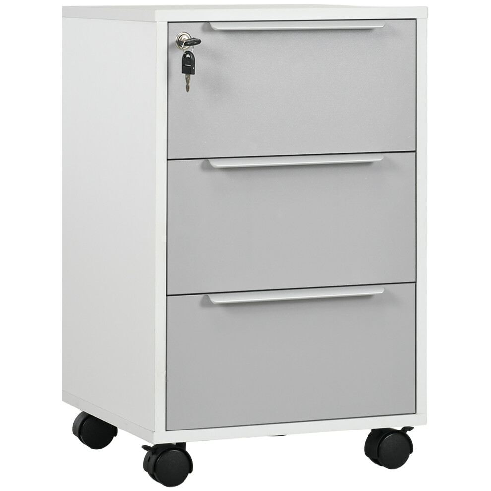 3-Drawer Locking File Cabinet Mobile Chest Of Drawers Side Table