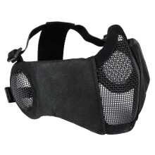 (Black) Tactical Airsoft Paintball Foldable Mask Metal Steel Mesh Adjustable CS Field Wargame Shooting Protective Elastic Mask