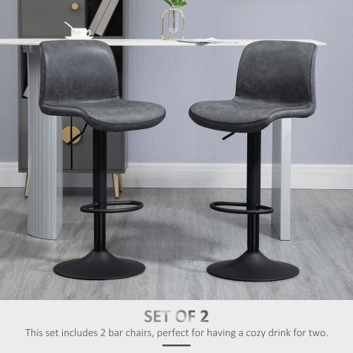 Homcom HOMCOM Barstools Set of 2, Dining Stools with Backrest and Footrest 2