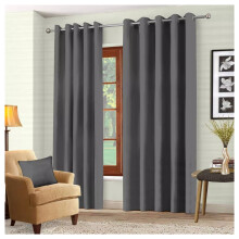 (GREY, 66 x 90) Thermal Insulated Curtains Ring Top