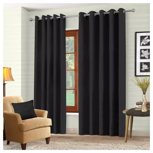 (BLACK, 46 x 54) Thermal Insulated Curtains Ring Top