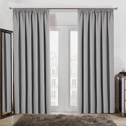 (SILVER, 90 x 90) Thermal Insulated Curtains Ring Top