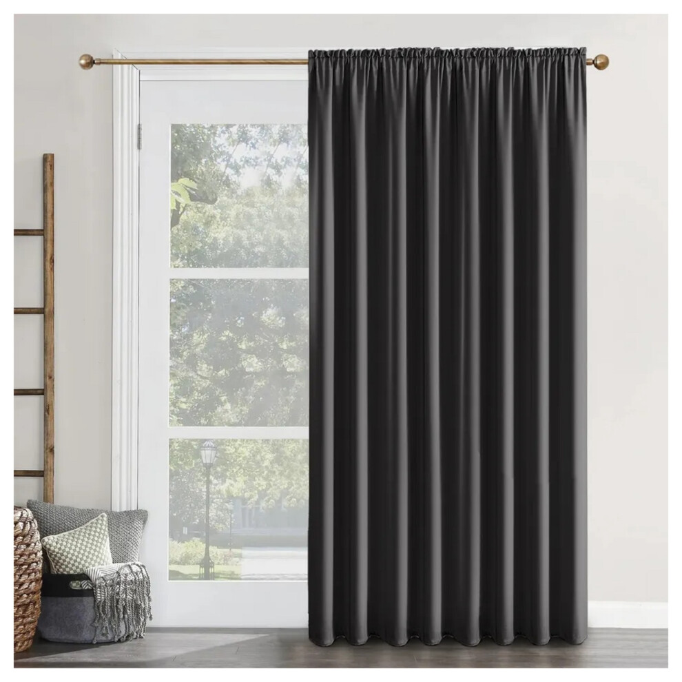 Supreme Bedding Ltd (Dark 66 X 84 Door Curtain) Thermal Insulated Curtainsring Top Grey