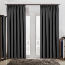 (DARK GREY, 66 x 90) Thermal Insulated Curtains Ring Top