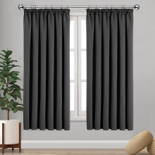 (DARK GREY, 66 x 54) Thermal Insulated Curtains Ring Top