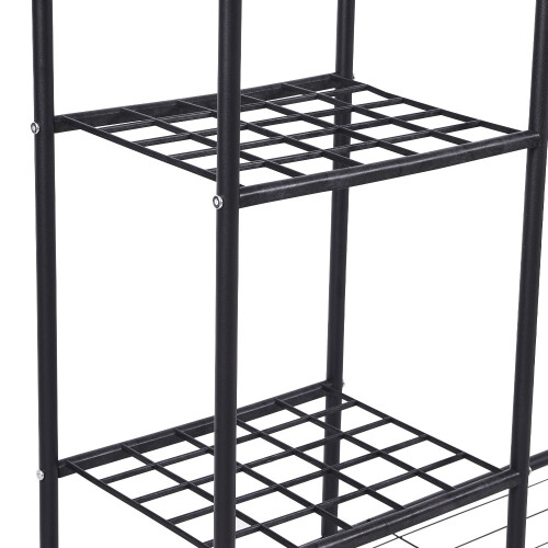 Living And Home Double-Rod Clothes Rack with Shelves and Wheels 2