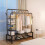Living And Home Double-Rod Clothes Rack with Shelves and Wheels 2