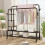 Living And Home Double-Rod Clothes Rack with Shelves and Wheels 1