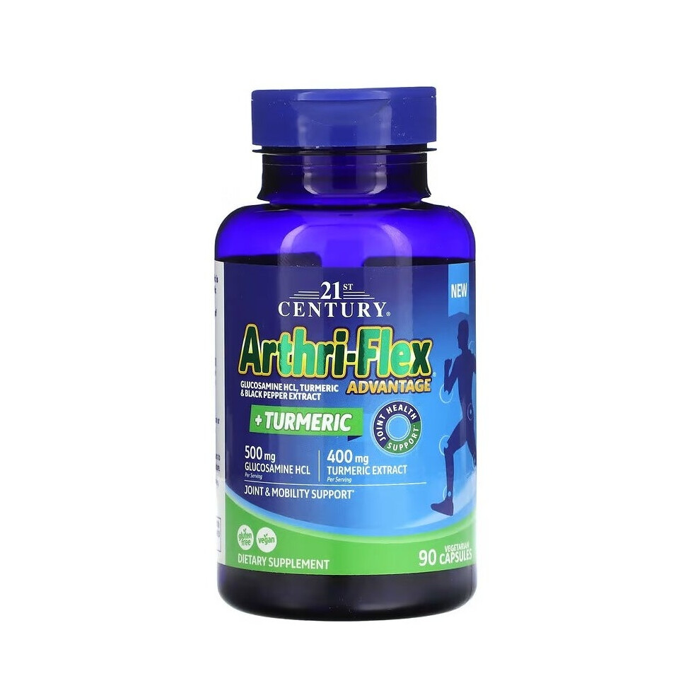 21st CENTURY Arthri-Flex Advantage Plus Turmeric 90 Vegetarian Capsules for Optimal Joint Support & Comprehensive Joint Care