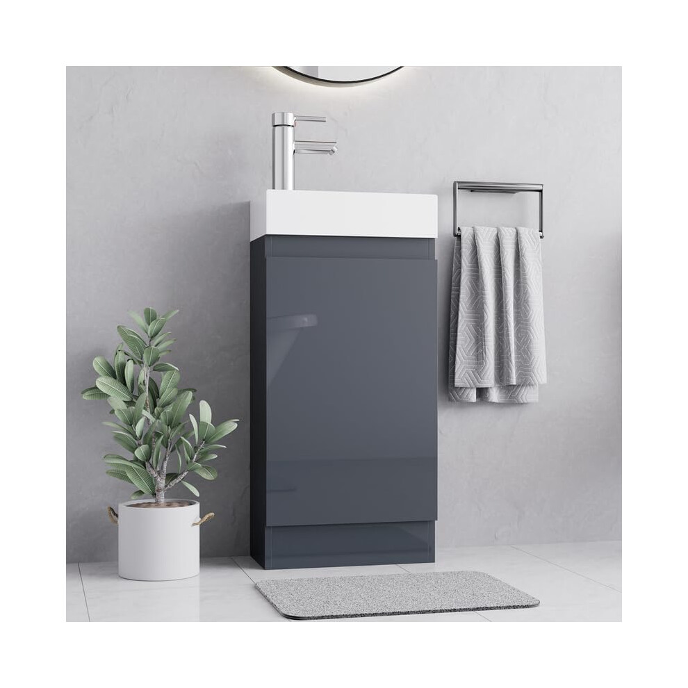 (Grey, Denvor) Floor Standing Bathroom Vanity Unit With Basin