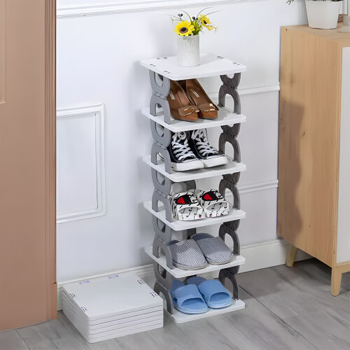 Living And Home 6-Tier Foldable Plastic Shoe Rack