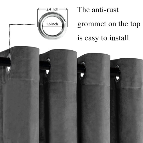 (GREY, 66 x 54) Soft Velvet Curtains Eyelet Ready Made Fully Lined 2