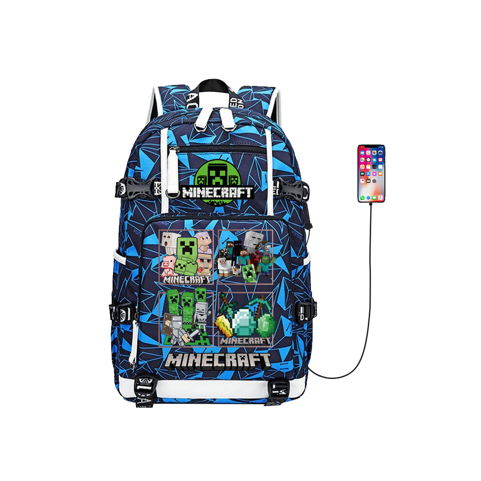 (A6) Minecraft Printed Pattern Student Backpack Large Capacity Travelling Shoulder Bag