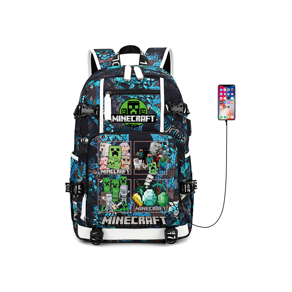 Stbnvf (A11) Minecraft Printed Pattern Student Backpack Large Capacity Travelling Shoulder Bag