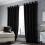 (BLACK, 66 x 54) Soft Velvet Curtains Eyelet Ready Made Fully Lined 1