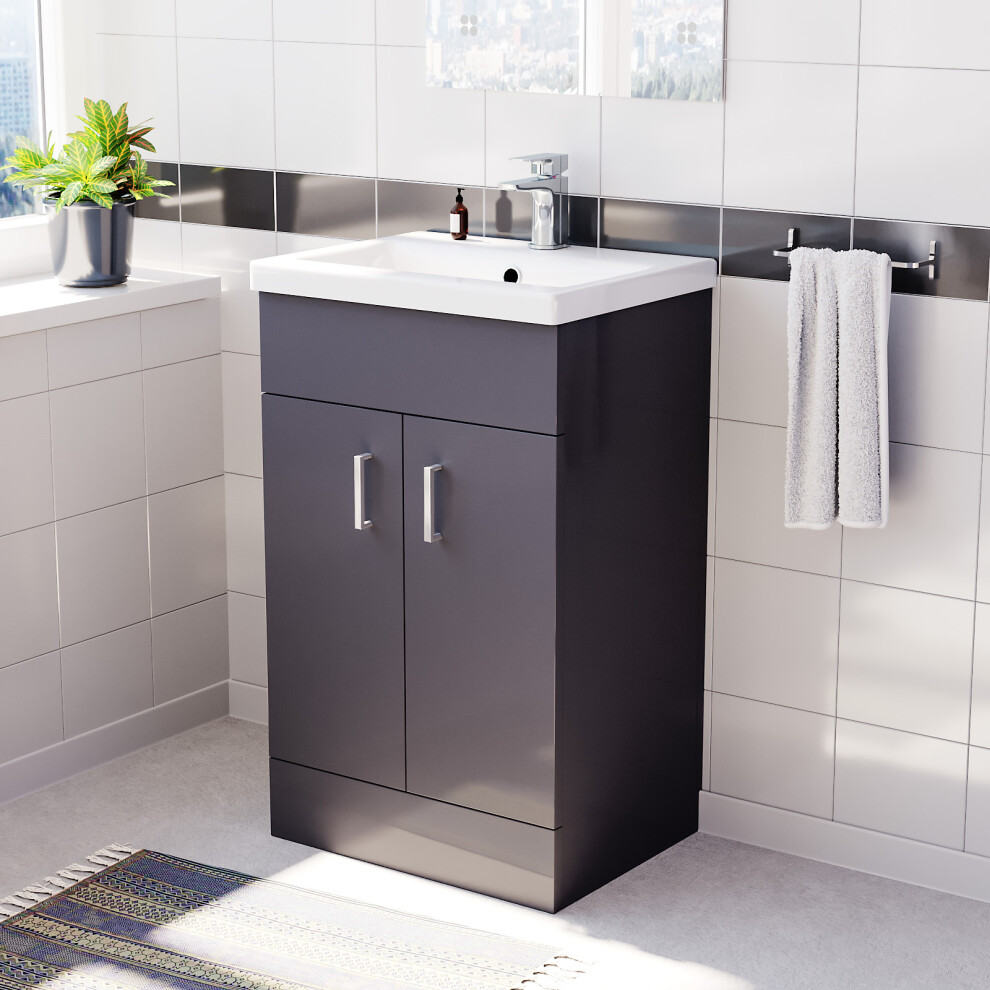 Nanuya 500mm Medium Basin Vanity Unit Floor Standing Grey