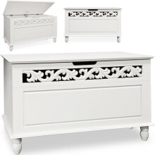 Storage Chest Wooden Bench Coffee Table Trunk with Handles White