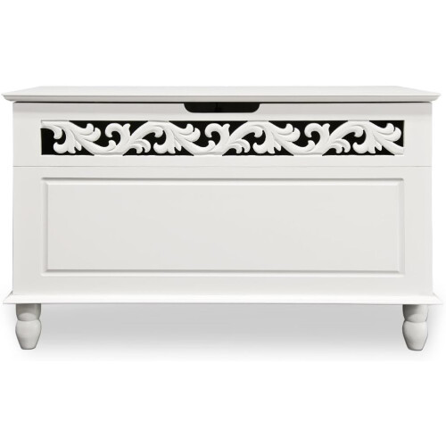 Storage Chest Wooden Bench Coffee Table Trunk with Handles White 1