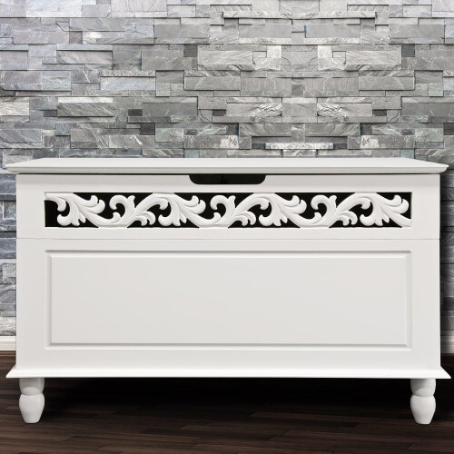 Storage Chest Wooden Bench Coffee Table Trunk with Handles White 2