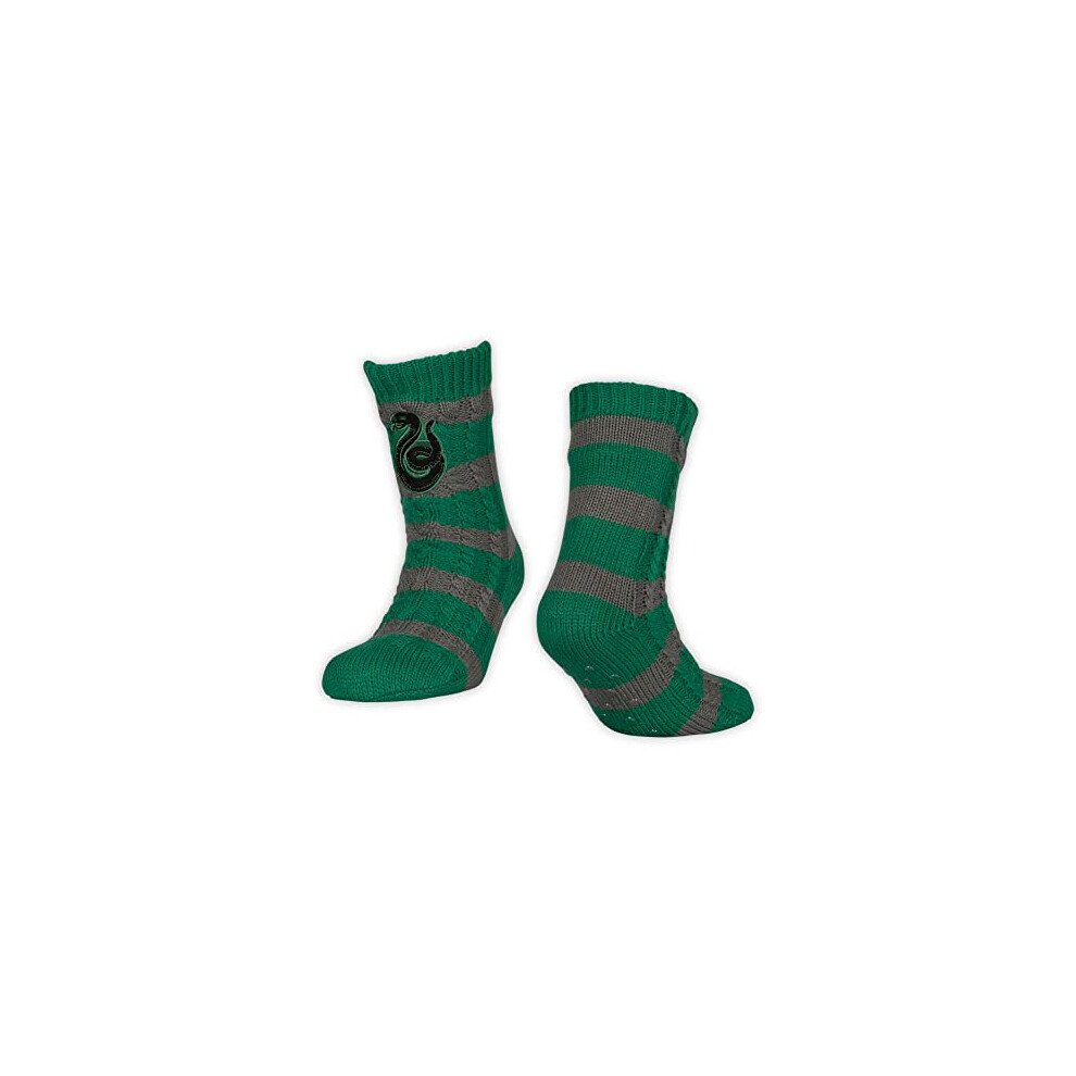 Bioworld Harry Potter Slytherin Hogwarts House Adults Fluffy Slipper Socks