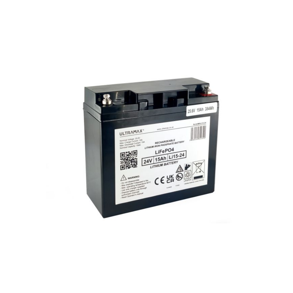 Ultramax 24v 15Ah LiFePO4 Battery Charger Included