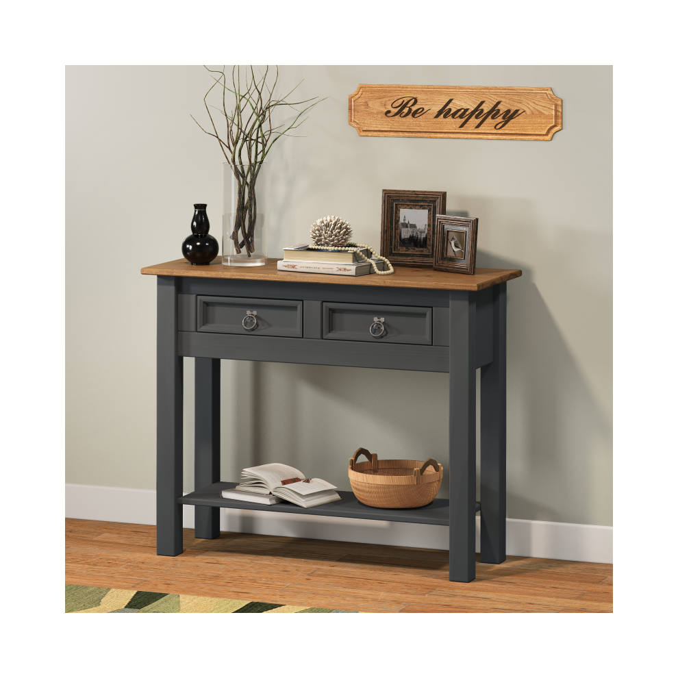 Mercers Furniture Corona Charcoal 2 Drawer Console Table